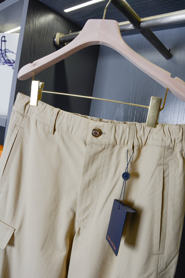 LV Khaki Cargo Wide-Leg Pants in Cotton 220344