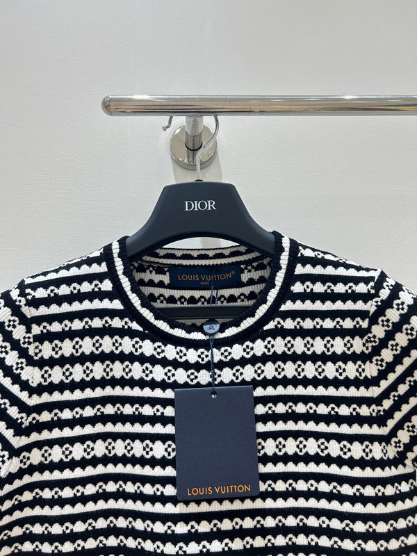 LV Short-Sleeve Knit Top Black in Cotton 217691