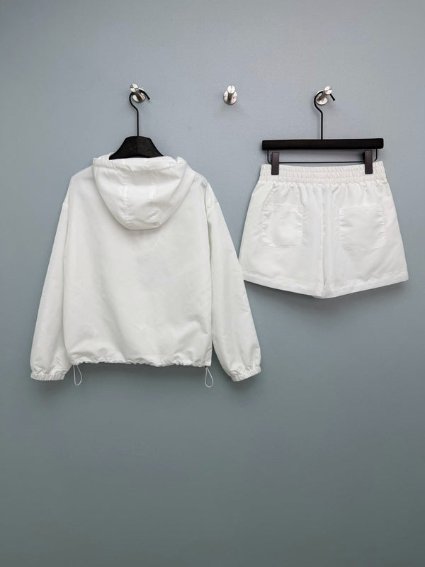 Prada Half-zip Pullover Top and Shorts White in Polyester 234857