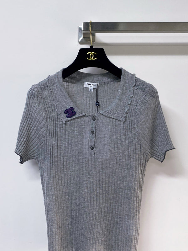 Chanel Short-Sleeve T-Shirt Gray in Acrylic 252221