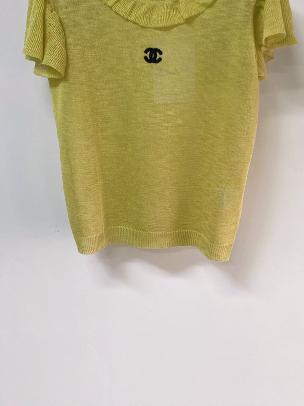 Chanel Short-Sleeve T-Shirt Light Yellow-green in Wool 252206