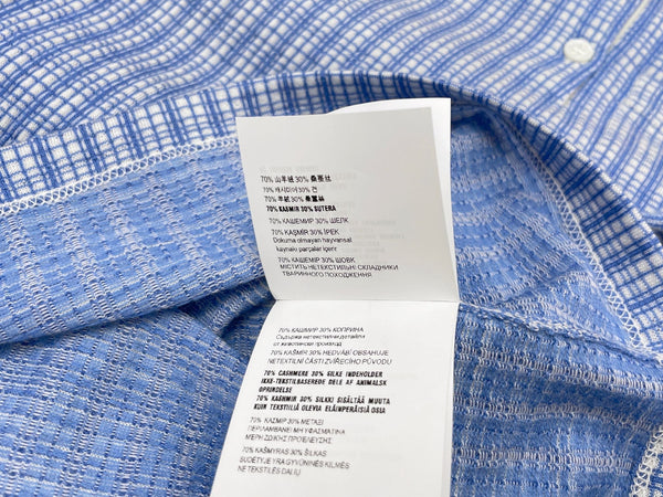 Miu Miu 26 Plaid Knit Polo Shirt Blue in Cashmere 254628