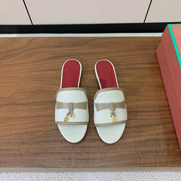 LP Color-blocked Sandals Off-white Taupe in Canvas 703246