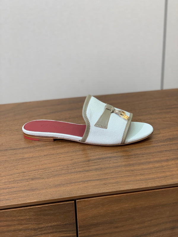 LP Color-blocked Sandals Off-white Taupe in Canvas 703246