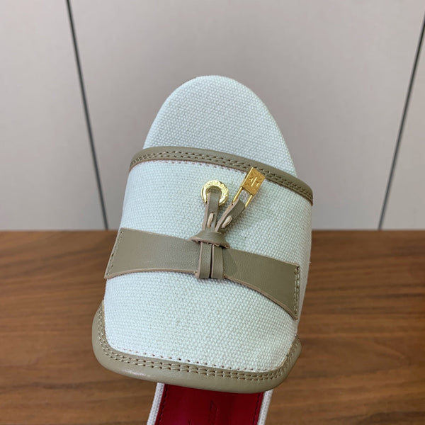 LP Color-blocked Sandals Off-white Taupe in Canvas 703246