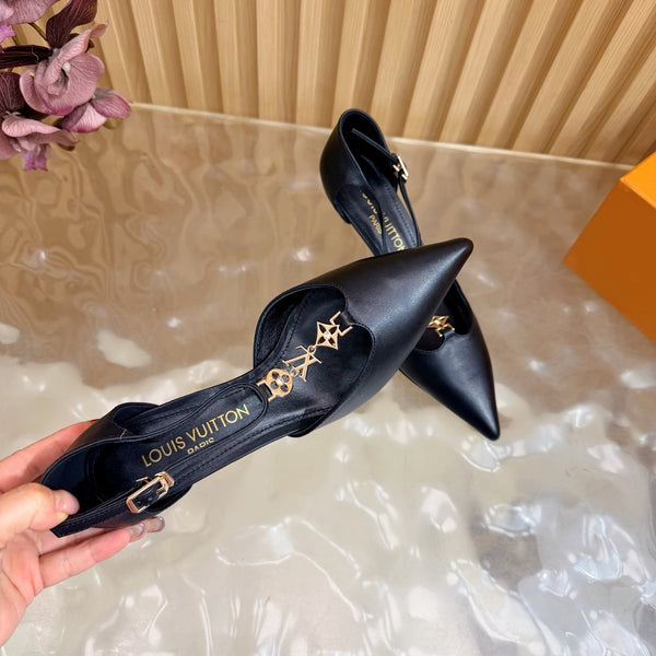 LV 6AM Slingback Pump 65 Black in Cowhide 703074