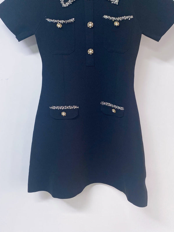 Chanel Short-Sleeve Dress Black in Polyester 262507