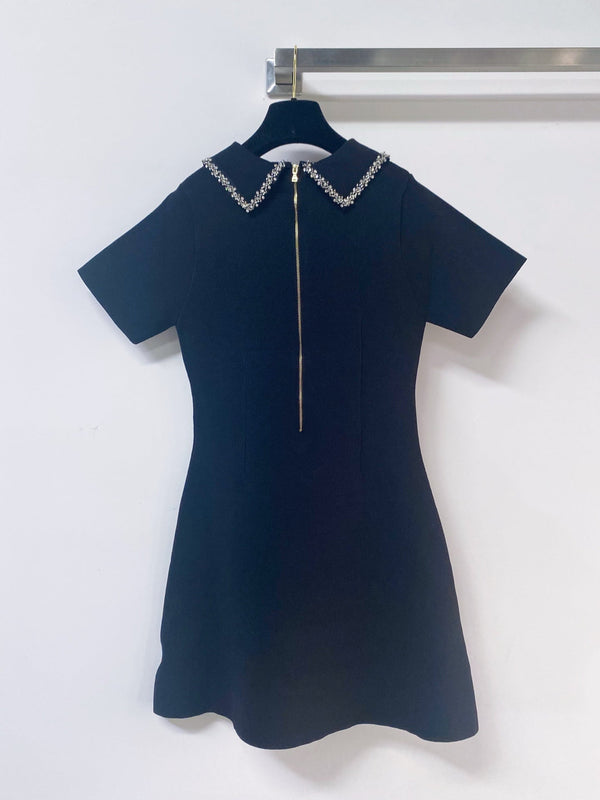Chanel Short-Sleeve Dress Black in Polyester 262507