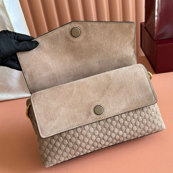 GG Medium Shoulder Bag With Chain Pinkish Beige GG Suede