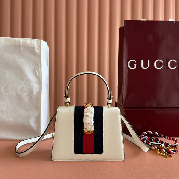 Gucci Sylvie Mini Bag 20 White Gold in Cowhide 285220