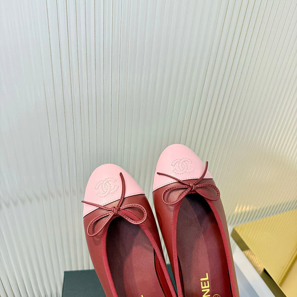 Chanel 2026 Ballet Flat Red Pink Lambskin 714035