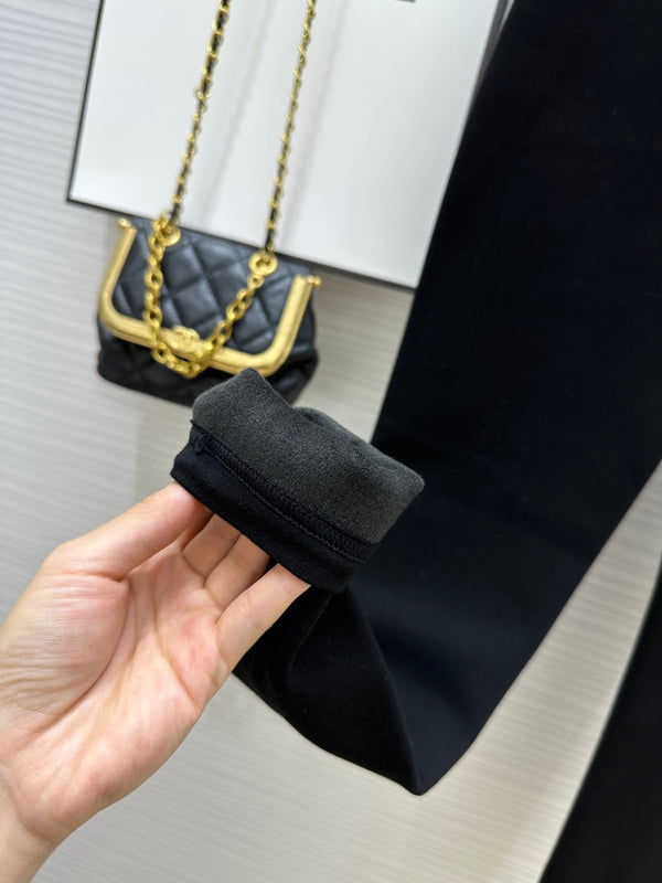 Chanel Black Leggings in Baby Velvet 276220