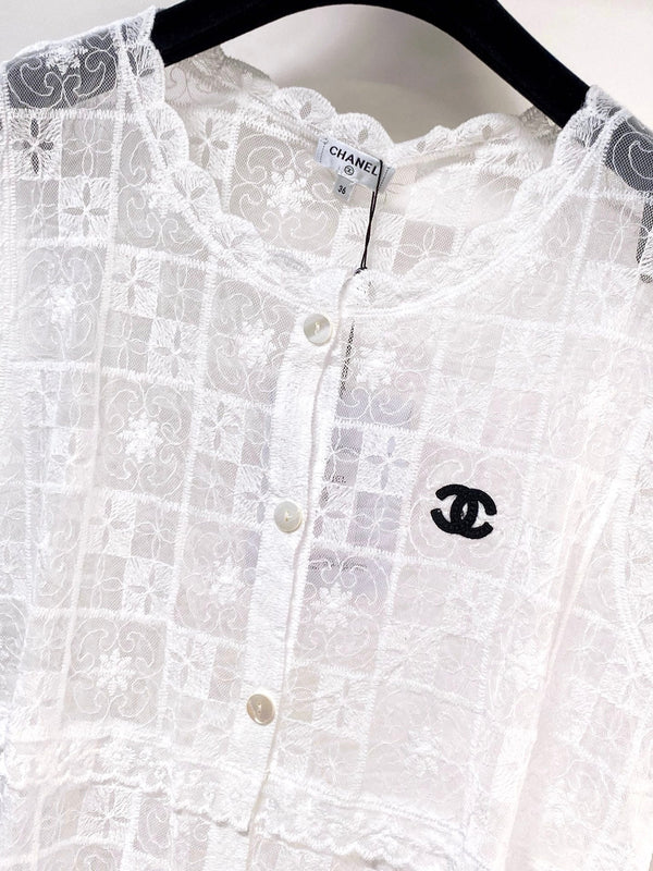 Chanel Vest White in Nitrile Cotton 287128
