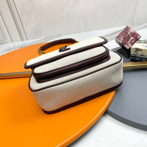 YSL Niki Shoulder Bag 22cm Ivory in Linen 285499