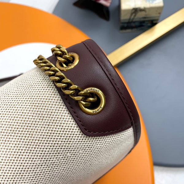 YSL Niki Shoulder Bag 22cm Ivory in Linen 285499