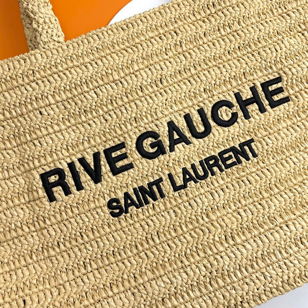 YSL Rive Gauche Tote Bag 38cm Straw Color in Raffia 285698