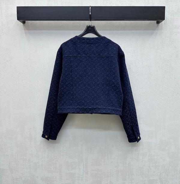 LV 26 Jacquard Denim Jacket Dark Blue in Cotton 372439
