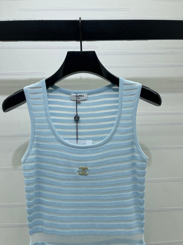 Chanel Vest Dress Blue in Polyester 373117