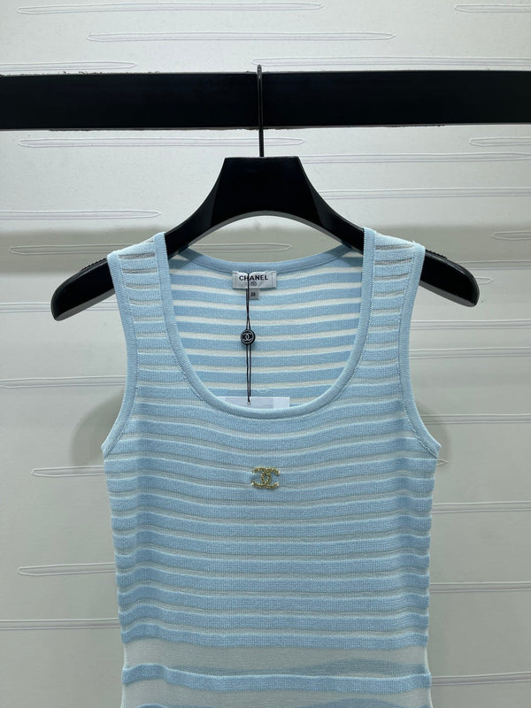 Chanel Vest Dress Blue in Polyester 373117