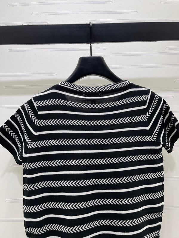 Chanel 26 Short-sleeved Top Black in Nitrile Cotton 373098