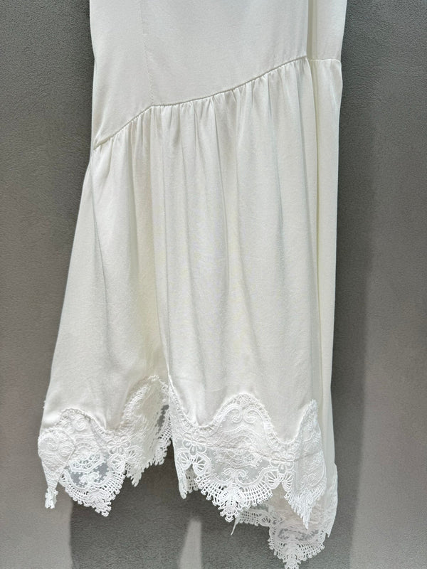 Miu Miu White Lace-up Dress in Cotton 369566