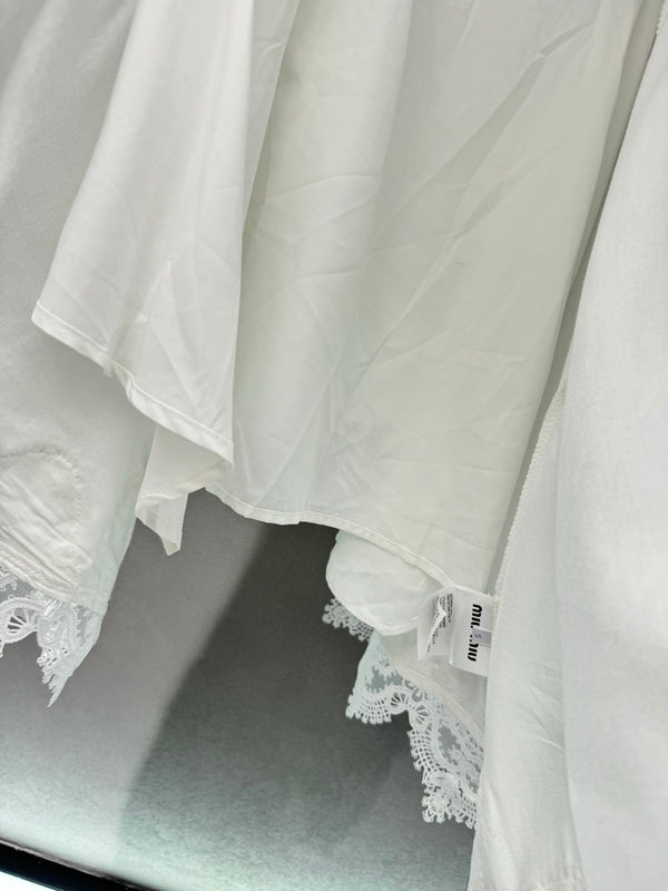 Miu Miu White Lace-up Dress in Cotton 369566