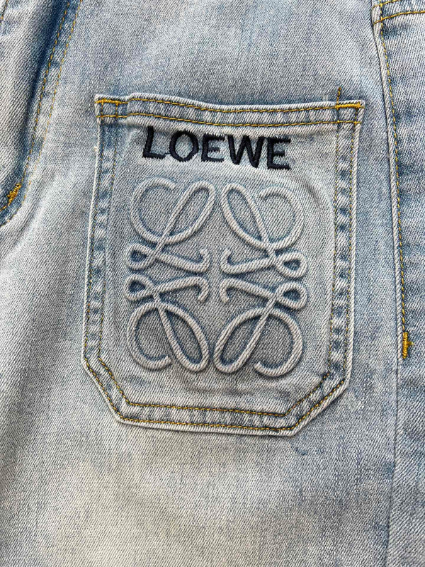 Loewe Embroidered Pocket Jeans Blue in Cotton 328340