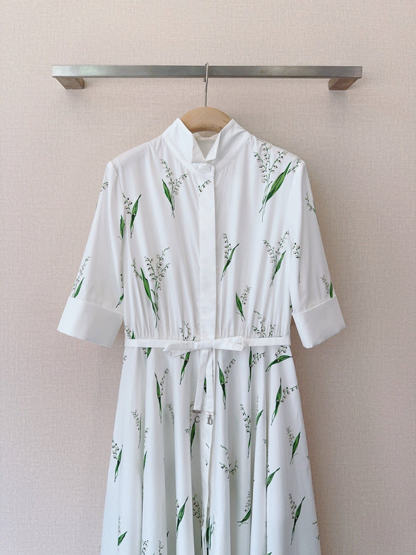 Dior Valley Print Shirt Dress White in Cotton 374089