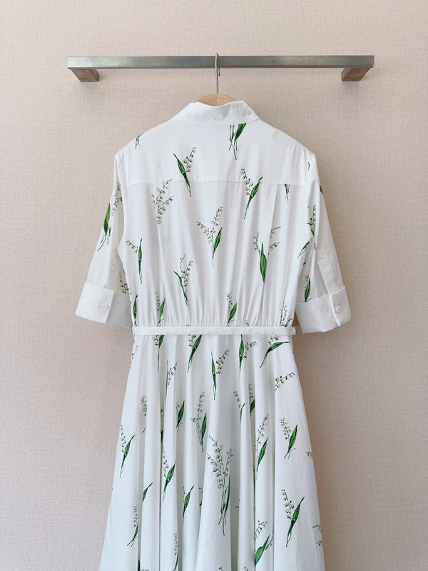Dior Valley Print Shirt Dress White in Cotton 374089