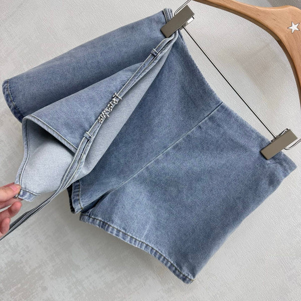 Loewe 26 Lace-up Skirt Blue in YB Twill Cotton Denim 375337