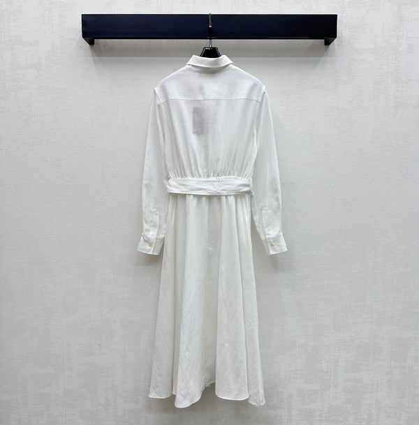 LP 26 Pocket Tie-Front Dress White in Linen 375361