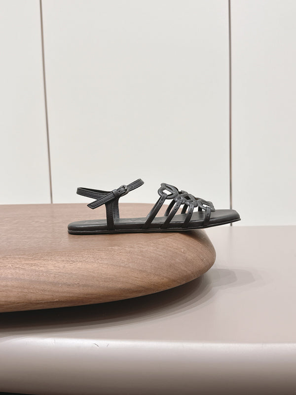 Loewe 26 Sandal Black in Sheepskin 738804