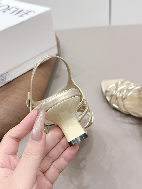 Loewe 26 Sandal 50 Champagne Metallic in Sheepskin 738803