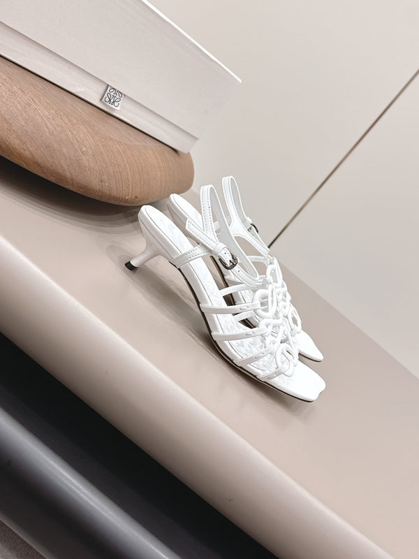 Loewe 26 Sandal 50 White in Sheepskin 738800