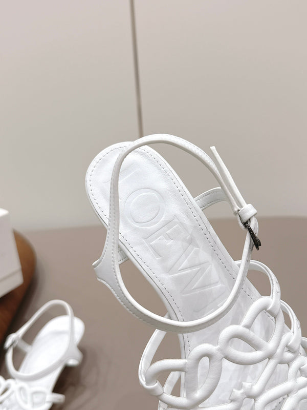 Loewe 26 Sandal 50 White in Sheepskin 738800