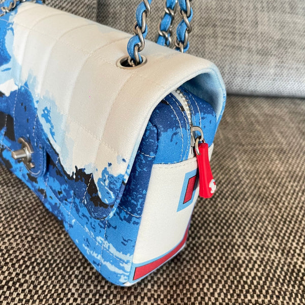 Chanel Surf Line Canvas Flap Bag Blue in Canvas