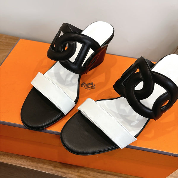 HM Sandal 60 Black White in Calfskin 743966