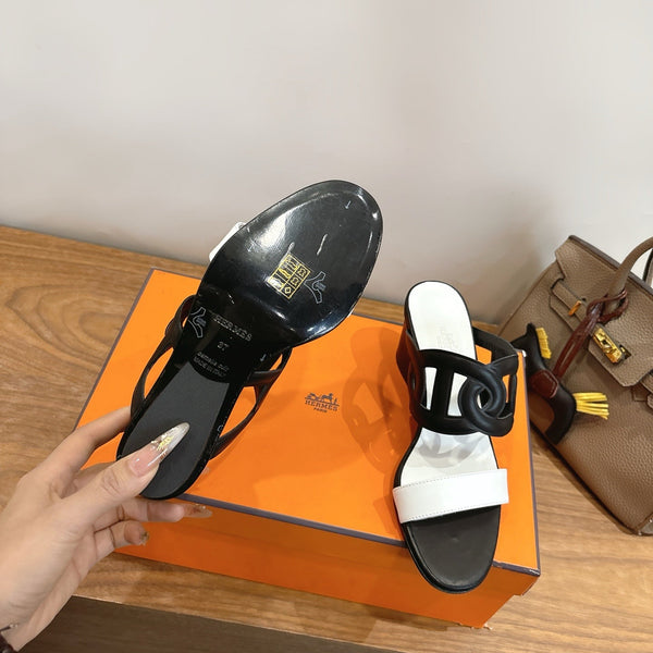 HM Sandal 60 Black White in Calfskin 743966