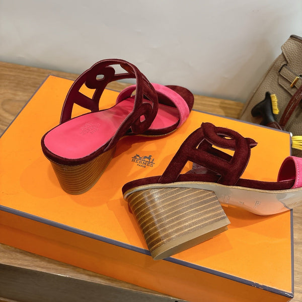 HM Sandal 60 Burgundy Pink in Suede 743972
