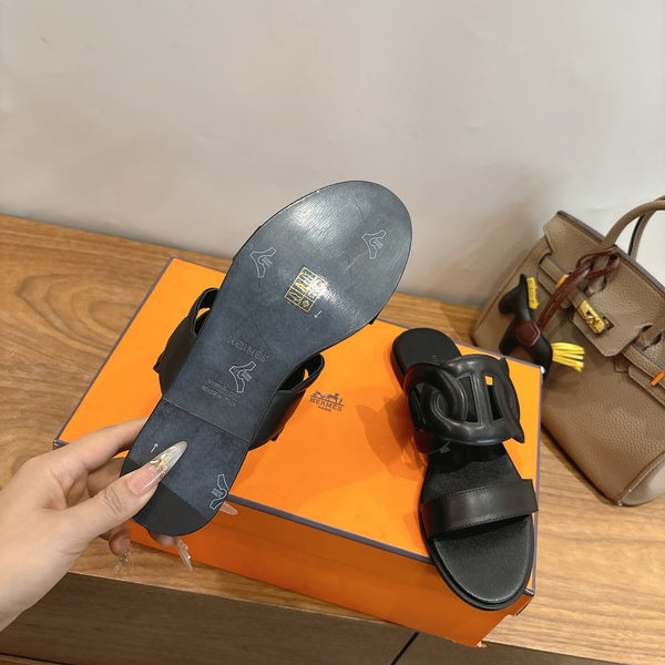 HM Sandal Full Black in Calfskin 743979