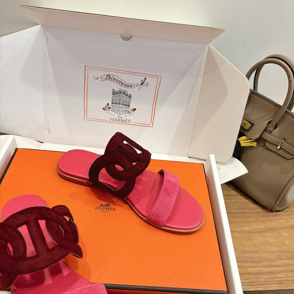 HM Sandal Burgundy Pink in Suede 743981