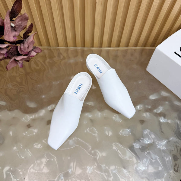 Loew Mule Slip-on Kitten Heel 45 White in Sheepskin 749400