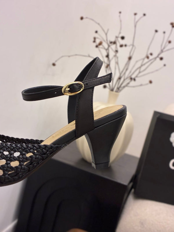CC Ankle-strap Heeled 60 Black in Woven 747968