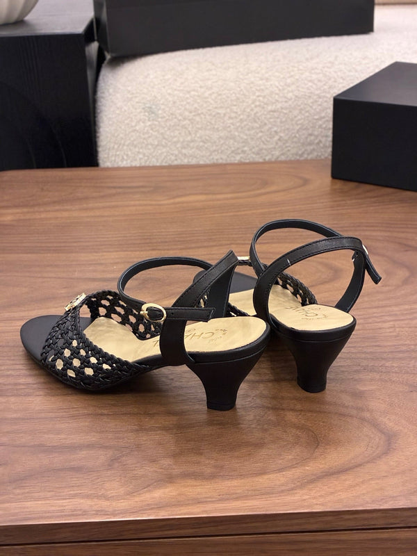 CC Ankle-strap Heeled 60 Black in Woven 747968