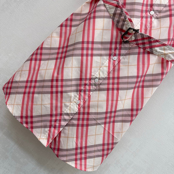 BBR Checkered Short-Sleeve Shirt Dress Pink in Polyester 378866