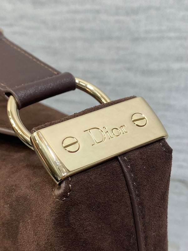 CD Diorly Bag 31.5cm Dark Brown in Nubuck Leather 286588