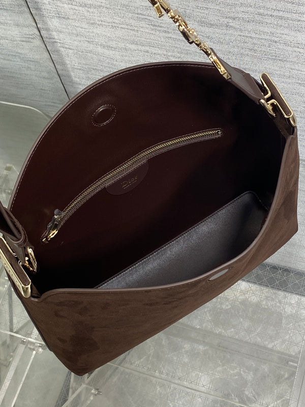 CD Diorly Bag 31.5cm Dark Brown in Nubuck Leather 286588