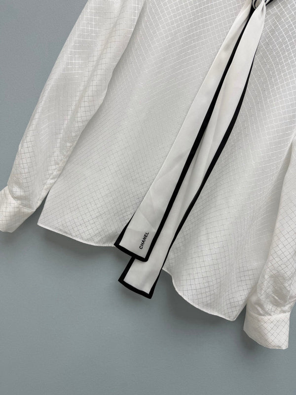CC Diamond-Patterned Jacquard Shirt White in Silk 379087