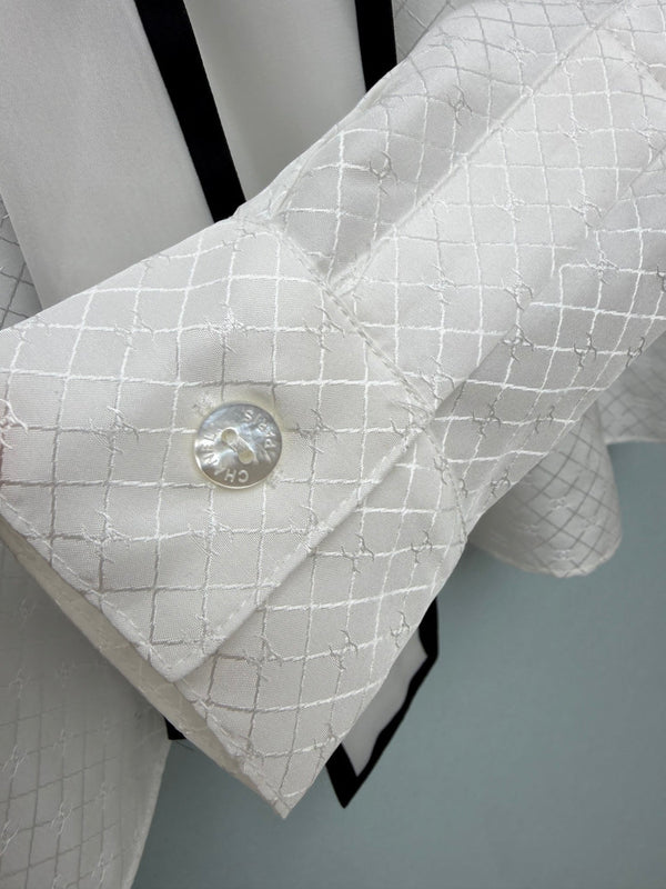 CC Diamond-Patterned Jacquard Shirt White in Silk 379087