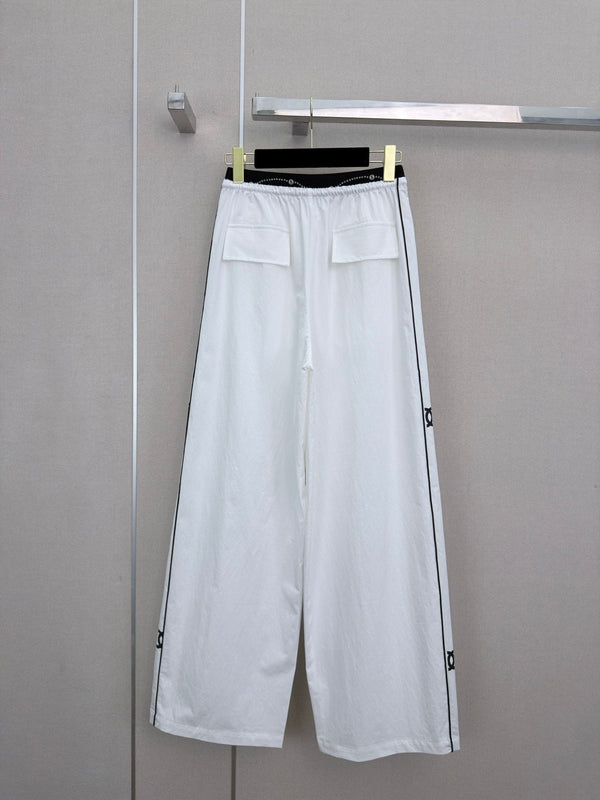 CC Double C Logo Printed Wide-leg Pants White in Nylon 379603